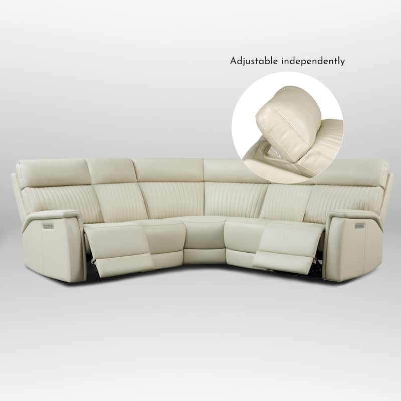 5PCS, 2 power Recliners, Leather Reclining Sectional with Power headrest & lumbar