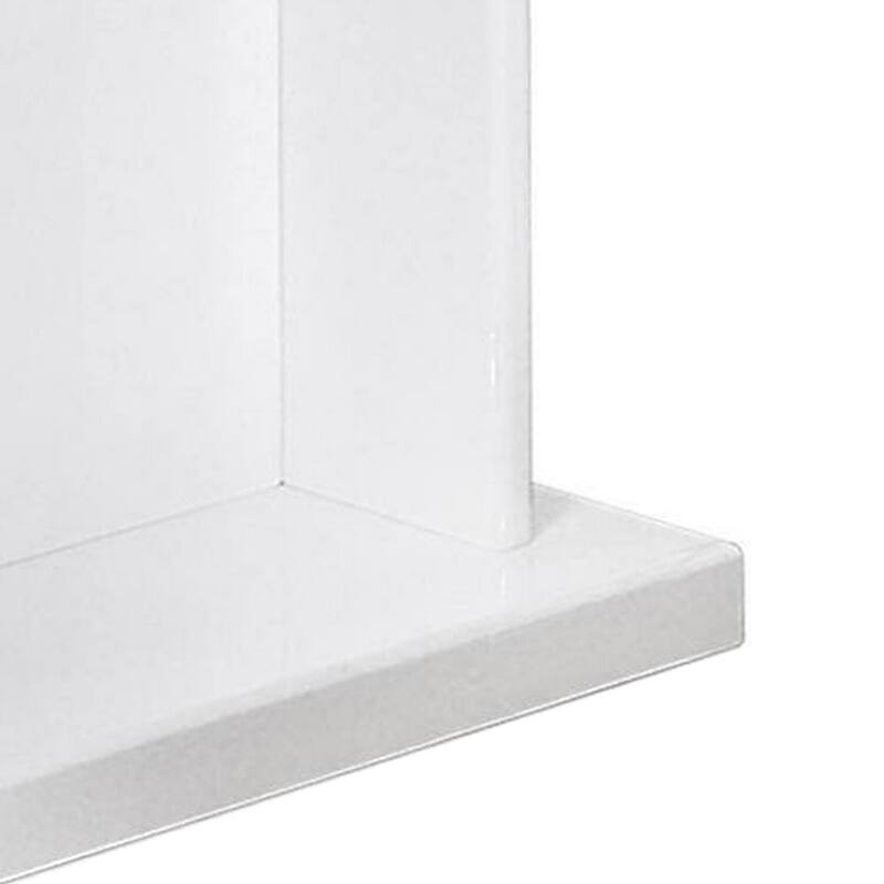 22 in. White and Black Rectangle Glass End Table with Pedestal Base