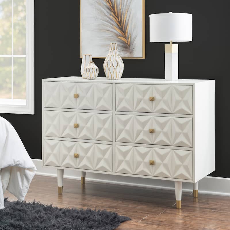 Bea Geometric Textured Glam 6-drawer Dresser