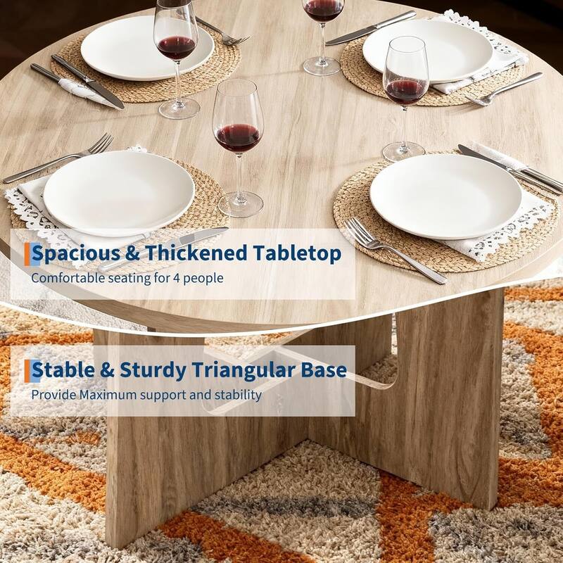 43.3" Kitchen Round Dining Table for Dining Room, Kitchen, Apartment Small Spaces (Only Table)