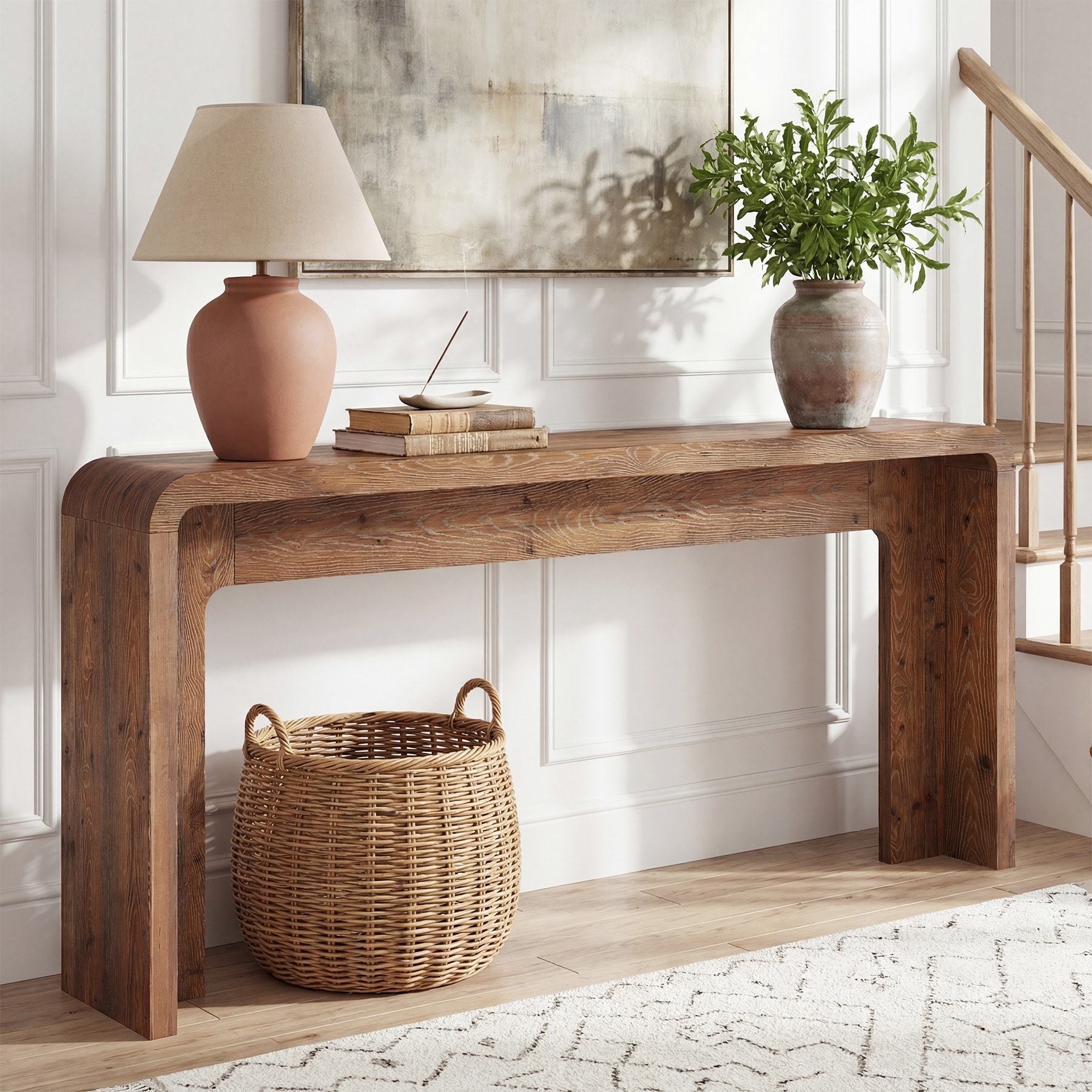 Solid Wood Console Table, 63-inch Farmhouse Sofa Table Behind Couch For Entryway, Living Room, Hallway