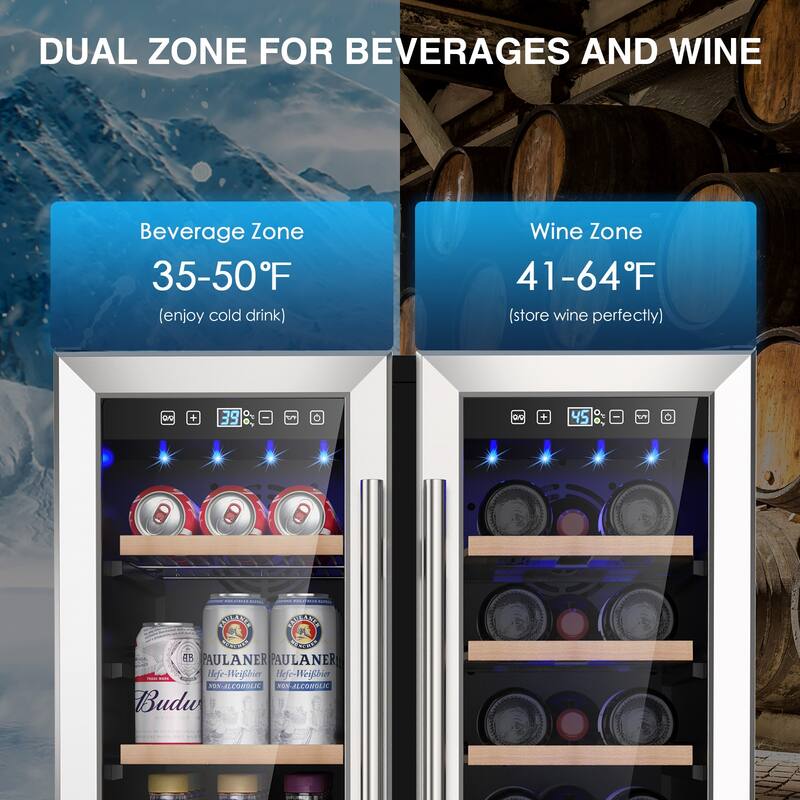 24 Inch Beverage Refrigerator, Built-in/Freestanding Wine Beverage Cooler, Under Counter Beer Fridge
