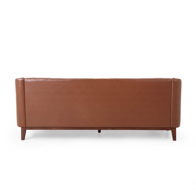 81" Faux Leather 3-Seat Couch Sofa, Wood Frame Loveseat with Armrests, Small Space Couches for Living Room, Office