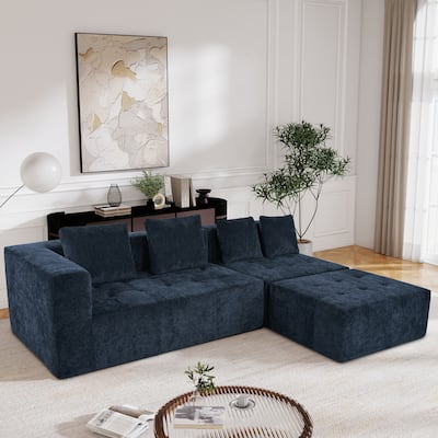 3-Piece Free Combination Sofa Set with 4 Pillows, Large Modular Sectional Sofa with 4 Cushions for Livingroom