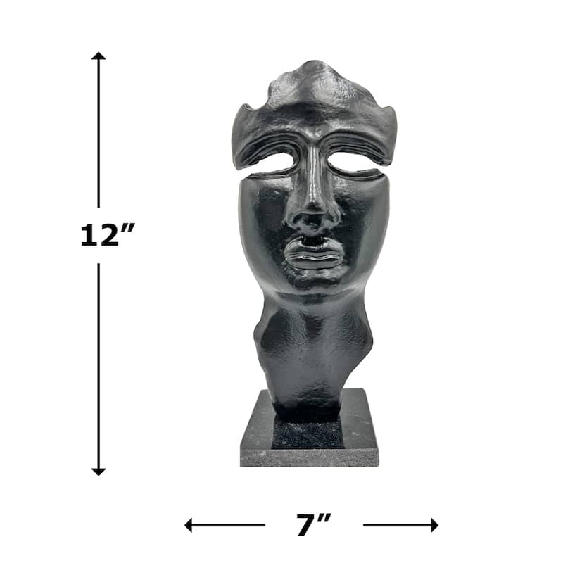 Decorative Handmade Aluminum 12 inch Abstract Face Sculpture - 5 x 7 x 12 in