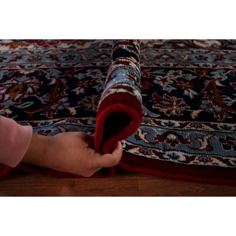 Floral Kashan Turkish Rug Machine-Made Bedroom Red Carpet - 9'8" x 12'9"