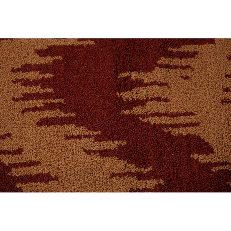 Hand Knotted Oriental 100% Wool Carpet Modern Geometric Red Moroccan Area Rug - 11' 8'' X 8' 11''