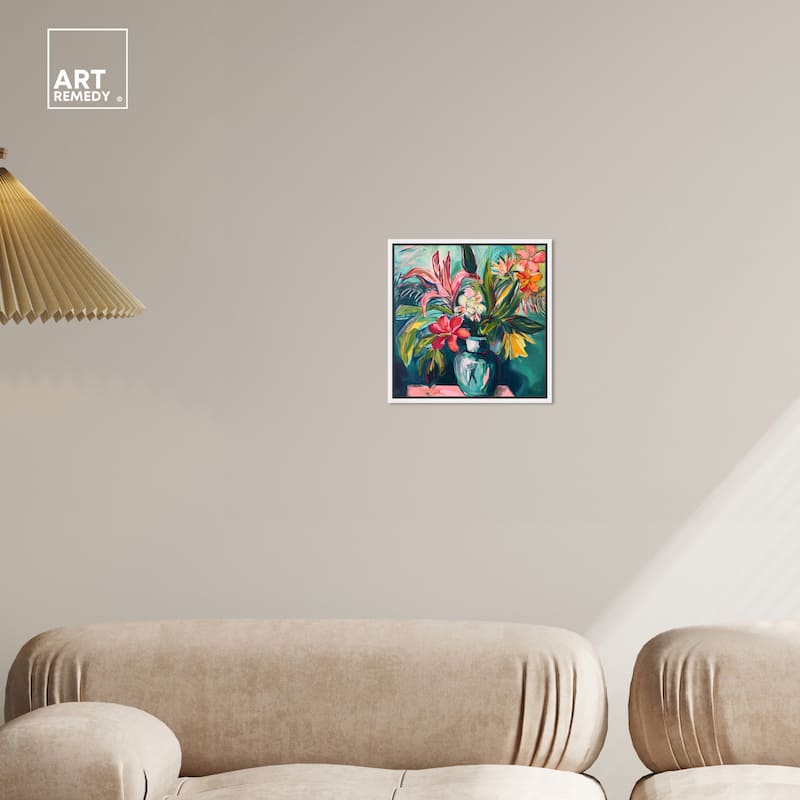 Art Remedy Vase Of Bright Tropical Flowers Framed Flowers In Vase Paintings