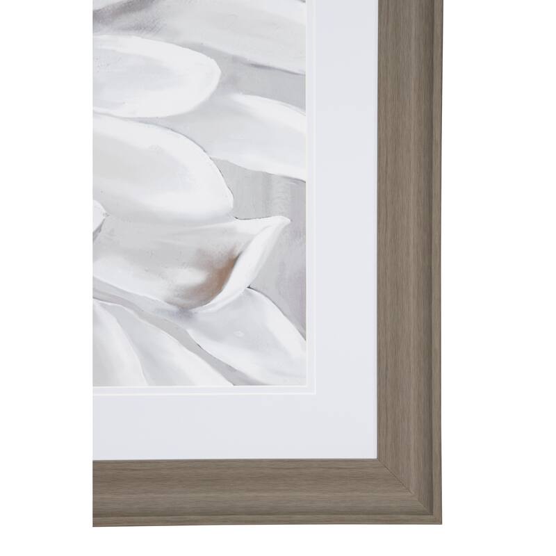 White Polystone Floral Home Wall Decor with Brown Frame