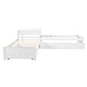 preview thumbnail 48 of 52, Twin Size L-Shaped Pine Wood Platform Bed with Trundle & Two Drawers, Bedroom Sofa Bed Frame with Built-in Desk for Guest Room