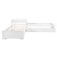 preview thumbnail 51 of 55, Twin Size L-Shaped Upholstered Platform Bed with Trundle and Two Drawers Linked, Solid Pine Wood Bed Frame, Built-in Desk