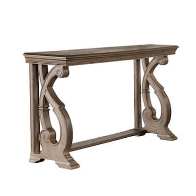 Wooden Sofa Table with Scroll Legs in Oak