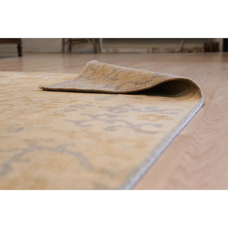 Black Handmade Wool Transitional Ningxia Rug, 9' x 12', Hand Knotted Wool, Soft Subtle Shading Rug - N/A