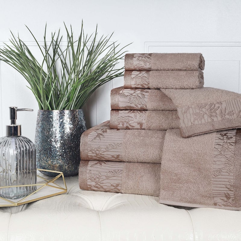 Superior Wisteria Cotton Floral Jacquard 8 Piece Bathroom Towel Set