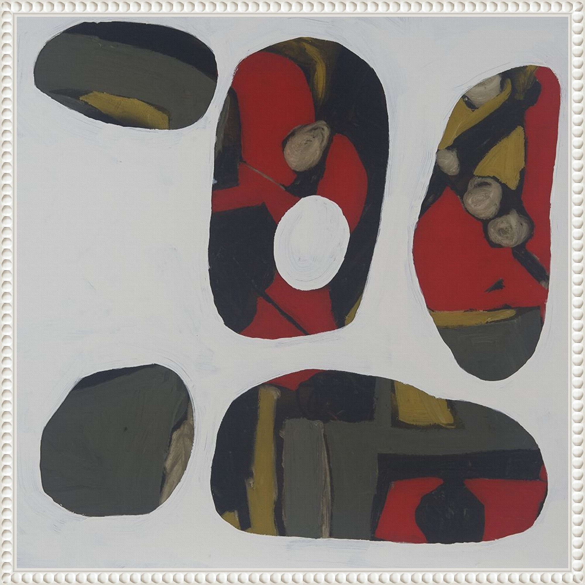 Painted Stones II by Erin McGee Ferrell Framed Canvas Wall Art Print - Sylvie Beaded White