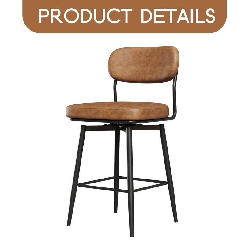 360 ° Rotating Bar Chair Bar Stool bar stools set of 2 piece set with leather cushions and iron brackets, home kitchens