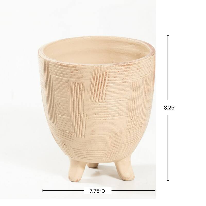 Abstract-Style Footed Pot Standing Planter - 8.25" - Beige - Medium
