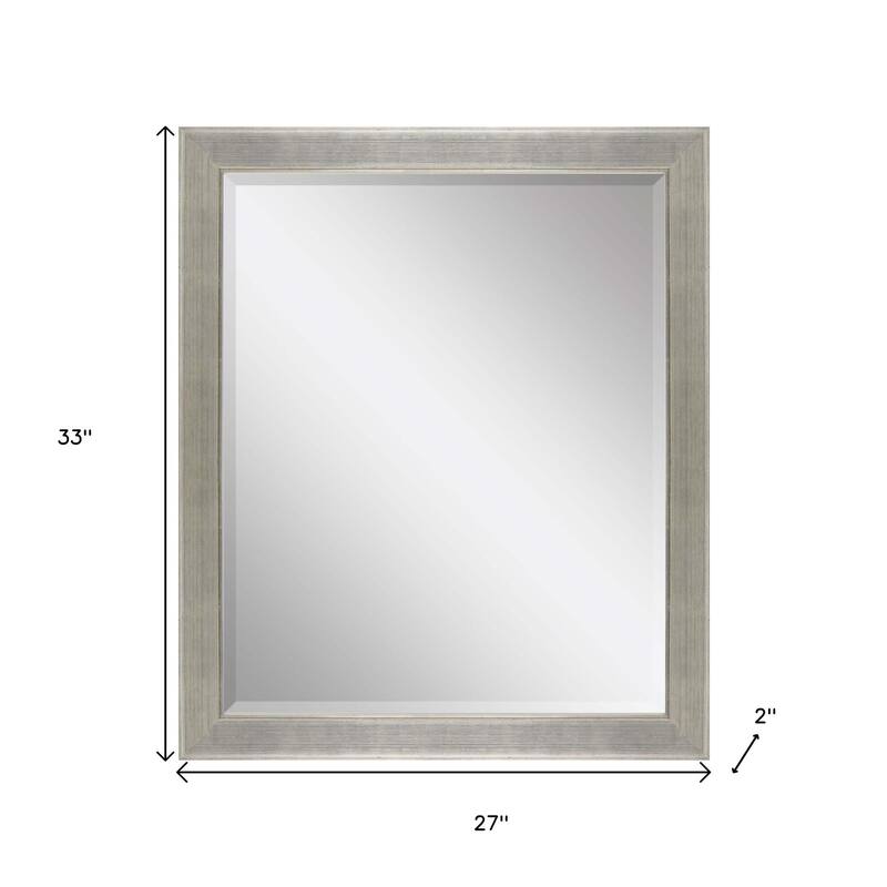 HomeRoots 33" Silver Solid Wood Framed Accent Mirror - 27.00 in. x 33.00 in. x 2.00 in.