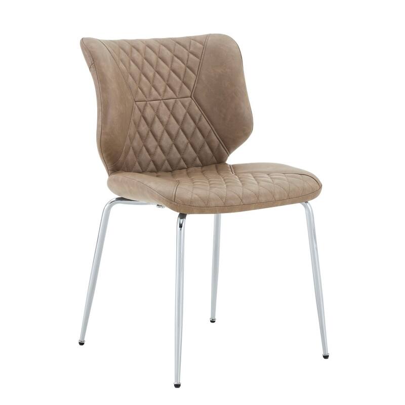 Set of 4, Oil Waxed Leather Dining Chairs with Diamond-Tufted Back