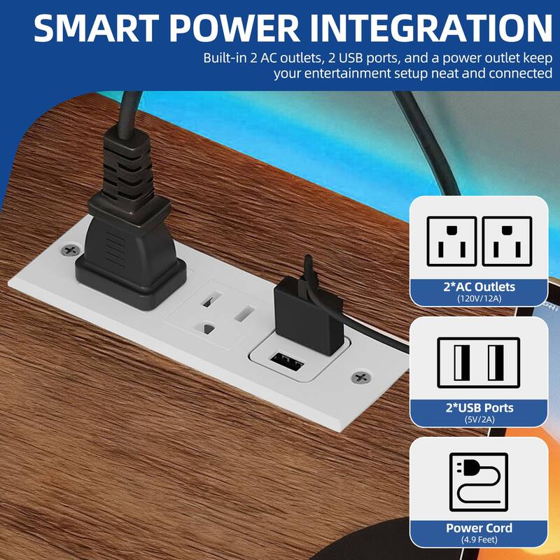Moasis Farmhouse TV Stand with LED Lights & Power Hub