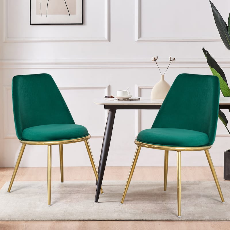 Velvet Upholstered Dining Chairs with Metal Legs, Set of 2/4 - 18.5" W x 21.46" D x 32.28" H