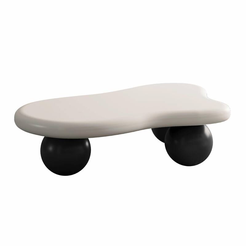 47-Inch Cloud-Shaped Coffee Table with 3 Ball Legs for Living Room
