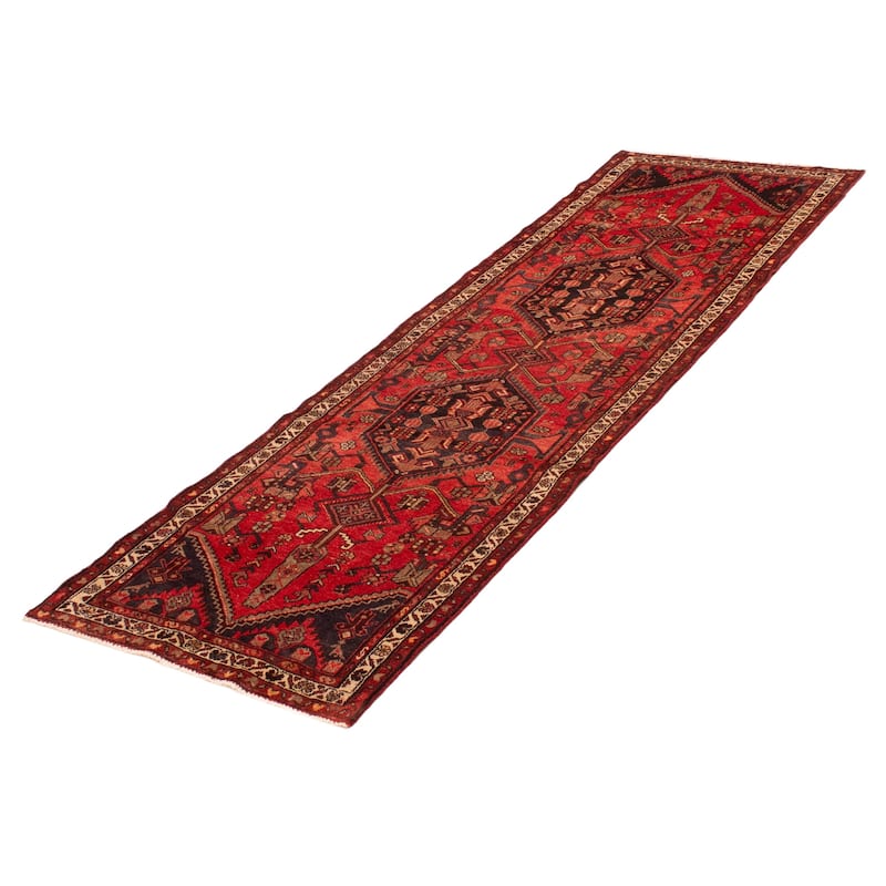 ECARPETGALLERY Hand-knotted Andelz Red Wool Rug - 3' 1" x 10' 1"