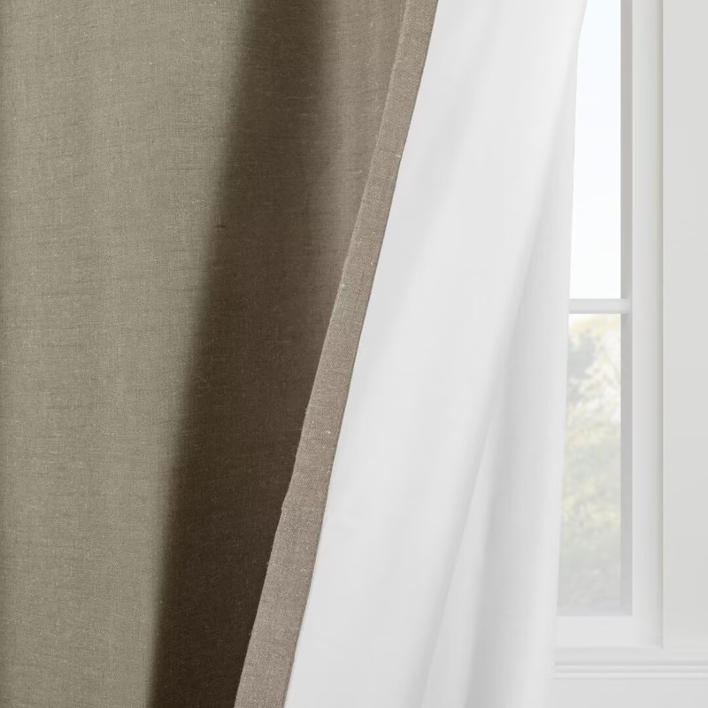 Linen Slub Blackout Grommet Curtain Pair(2 Panels)