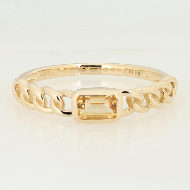 Miadora Octagon Gemstone Engagement Link Ring in 14k Yellow Gold