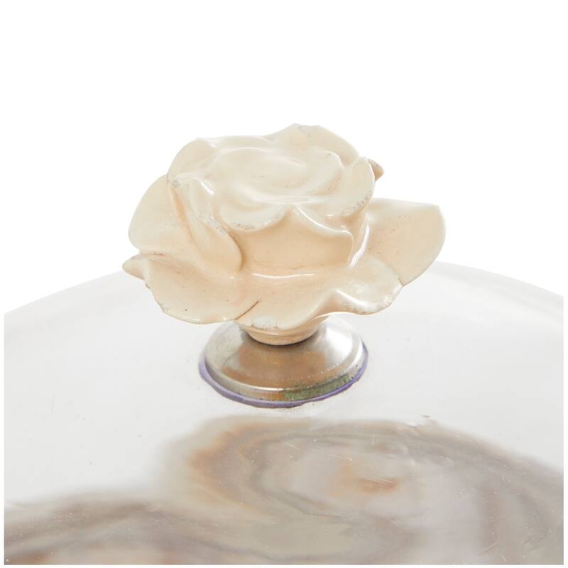 Cream Mango Wood Cake Stand with Glass Dome