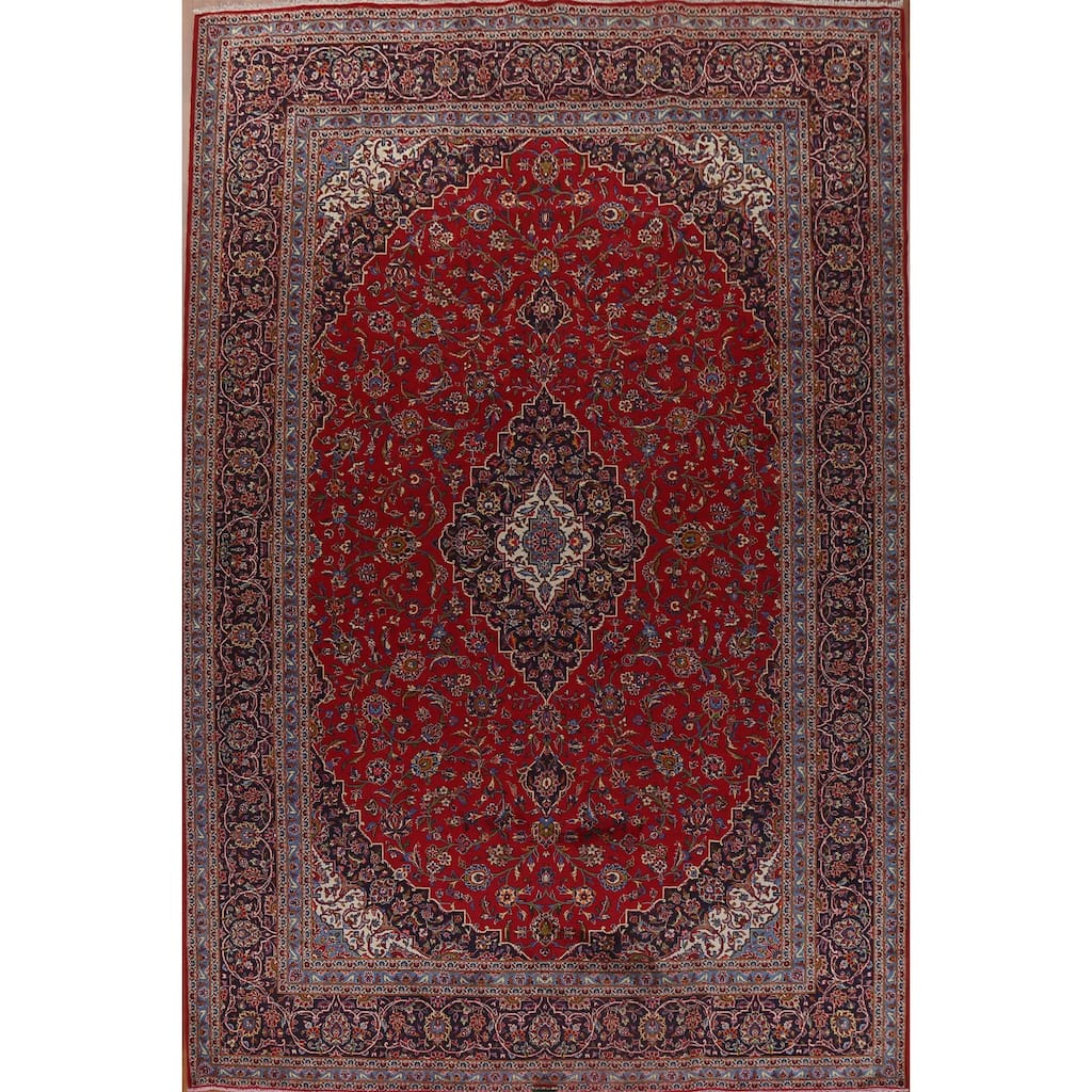 Traditional Kashan Large Persian Area Rug Hand-knotted Wool Carpet - 11'2" x 14'10"