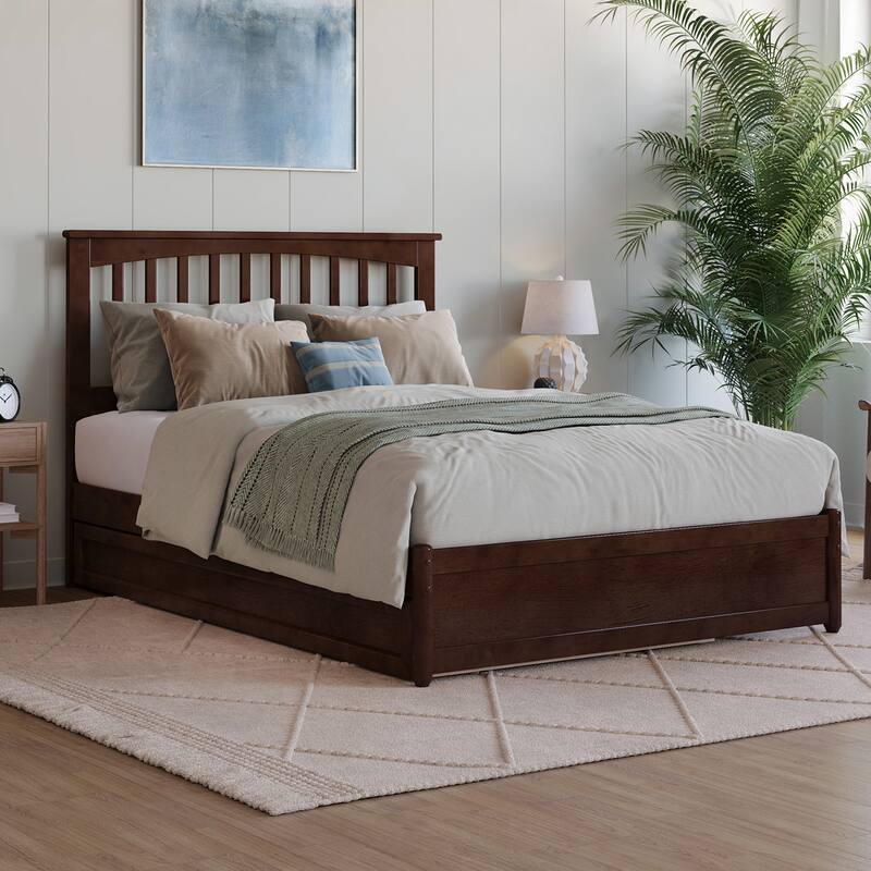 Everett Platform Bed with Panel Footboard and Twin Trundle
