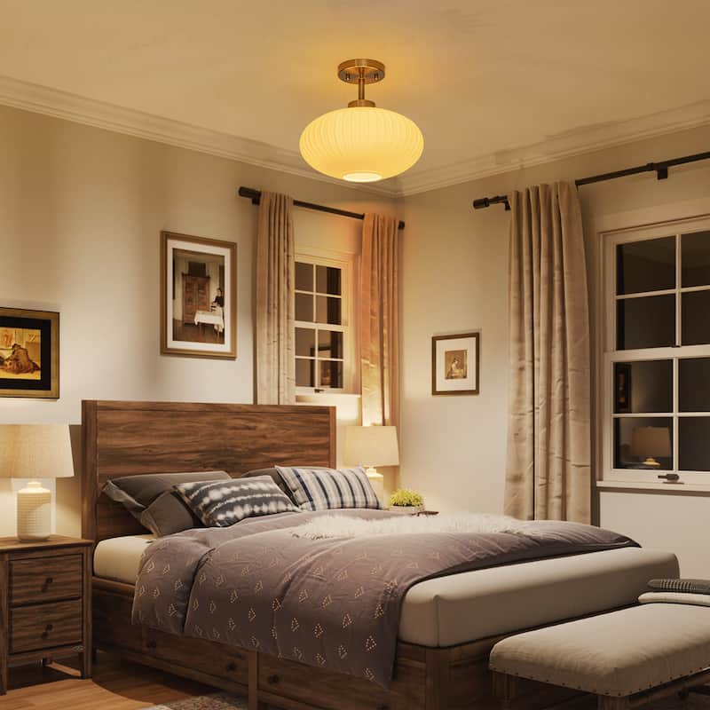 1 - Light Modern Glass Flush Mount Ceiling Light