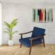 Zenvida Mid Century Modern Accent Armchair Solid Hardwood Upholstered - Azure