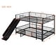 preview thumbnail 12 of 18, Black Full over Full Size Metal Bunk Bed with Slide and Guardrails for Kids