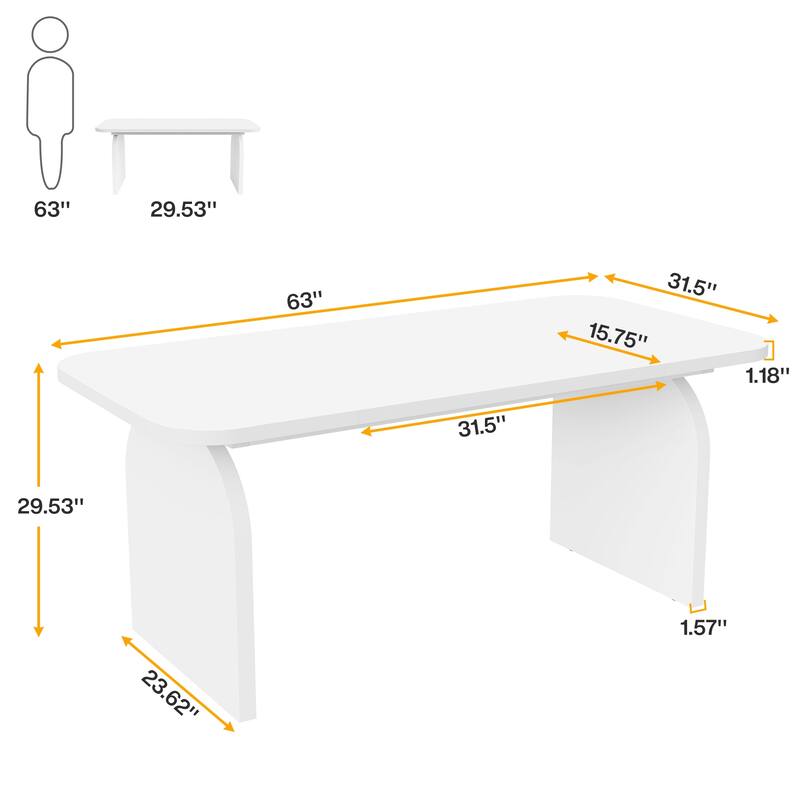 63-Inch Executive Desk, Rectangular Large Office Computer Desk Workstation