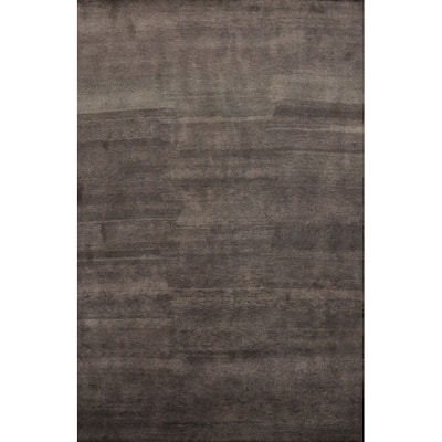 Hand Knotted Oriental 100% Wool Carpet Modern Solid Brown Gabbeh Area Rug - 9' 10'' X 8' 2''