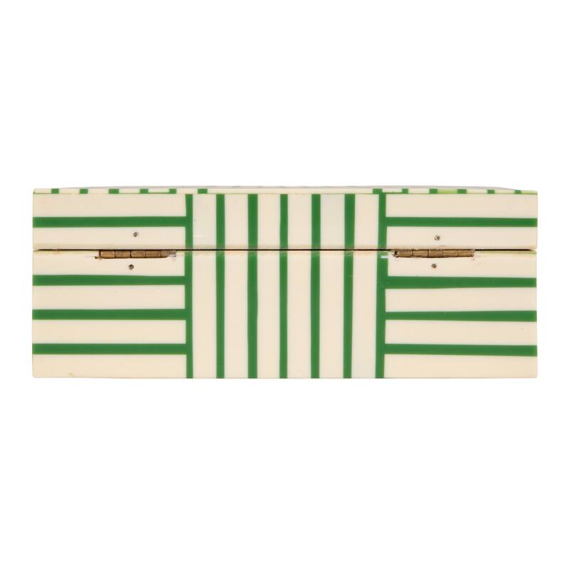 Resin Box with Striped Block Pattern and Gold Clasp