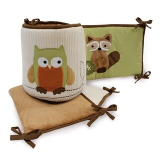 Lambs Ivy Echo Brown Beige Green Woodland Forest Animals Owl Raccoon Bear Fox 4 Piece Baby Crib Bumper Overstock Com Shopping The Best Deals