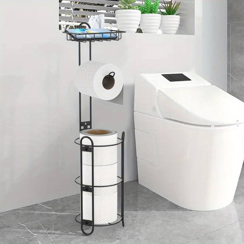 Stainless Steel Toilet Paper Holder,Rustproof Bathroom Floor Organizer - Black