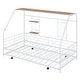 preview thumbnail 29 of 49, Sturdy Metal House Bed with Built-in Shelf & Grid, Semi-Enclosed Design for Better Sleep & Play, No Box Spring Required