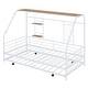 preview thumbnail 7 of 12, Twin Size Metal House Bed with Trundle, Built-in Shelf and Grid, White