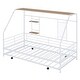 preview thumbnail 4 of 18, White Twin Size Metal House Bed with Trundle and Roof for Kids' Rooms