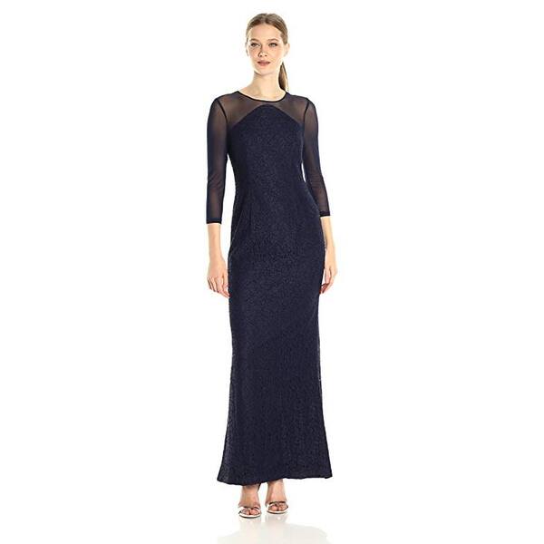 Shop Adrianna Papell Lace Modified Mermaid Gown Navy 14 On