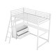 preview thumbnail 8 of 8, Twin Size High Loft Bed with Desk, Metal&Wood Loftbed Frame, White