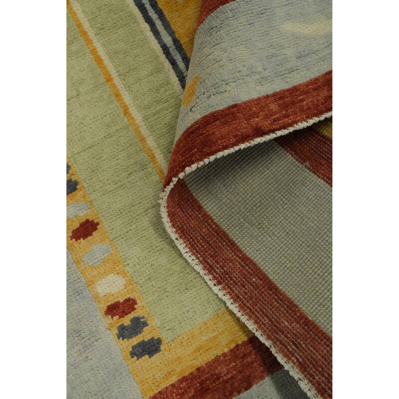 Geometric Gabbeh Vegetable Dye Turkish Area Rug Handmade Wool Carpet - 8' 10'' X 5' 11''