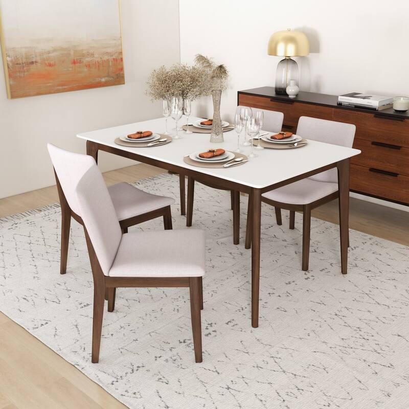 GDFStudio - Laura Mid-Century Modern Solid Wood Dining Chair Set with Upholstered Fabric, Set of 2 - 20"