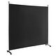 preview thumbnail 1 of 4, 6FT Single Panel Room Divider with Wheels Rolling Privacy Screen Black