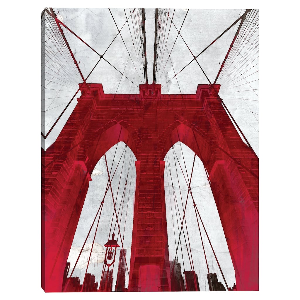 Brooklyn Bridge Red by GI ArtLab Canvas Art Print