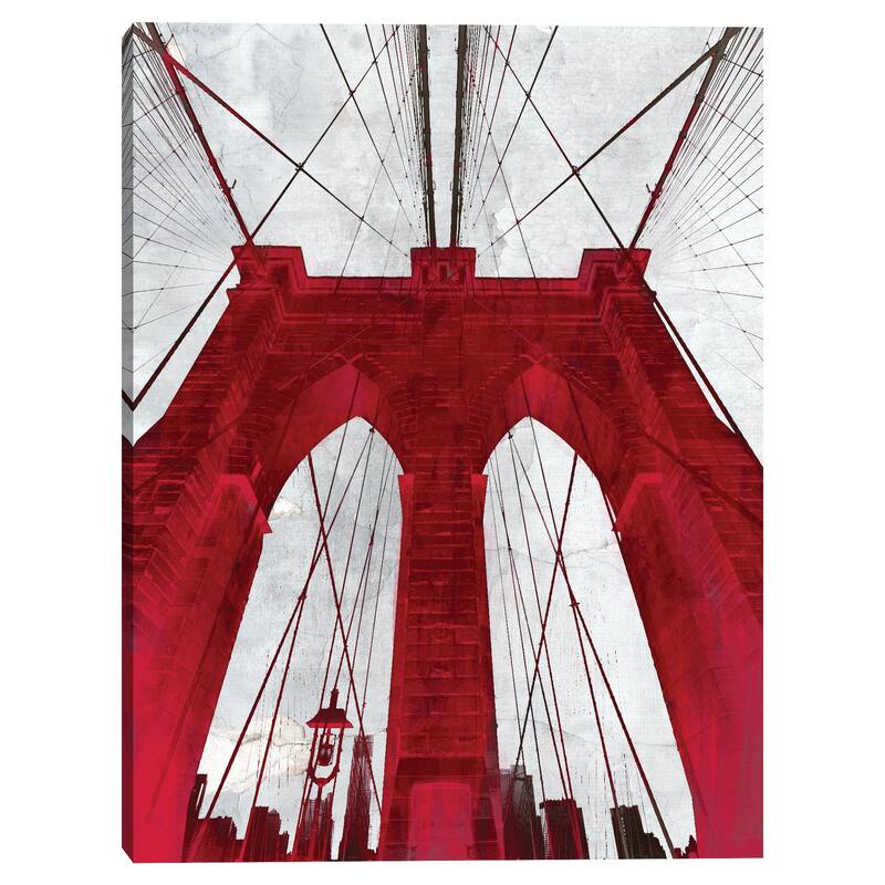 Brooklyn Bridge Red by GI ArtLab Canvas Art Print